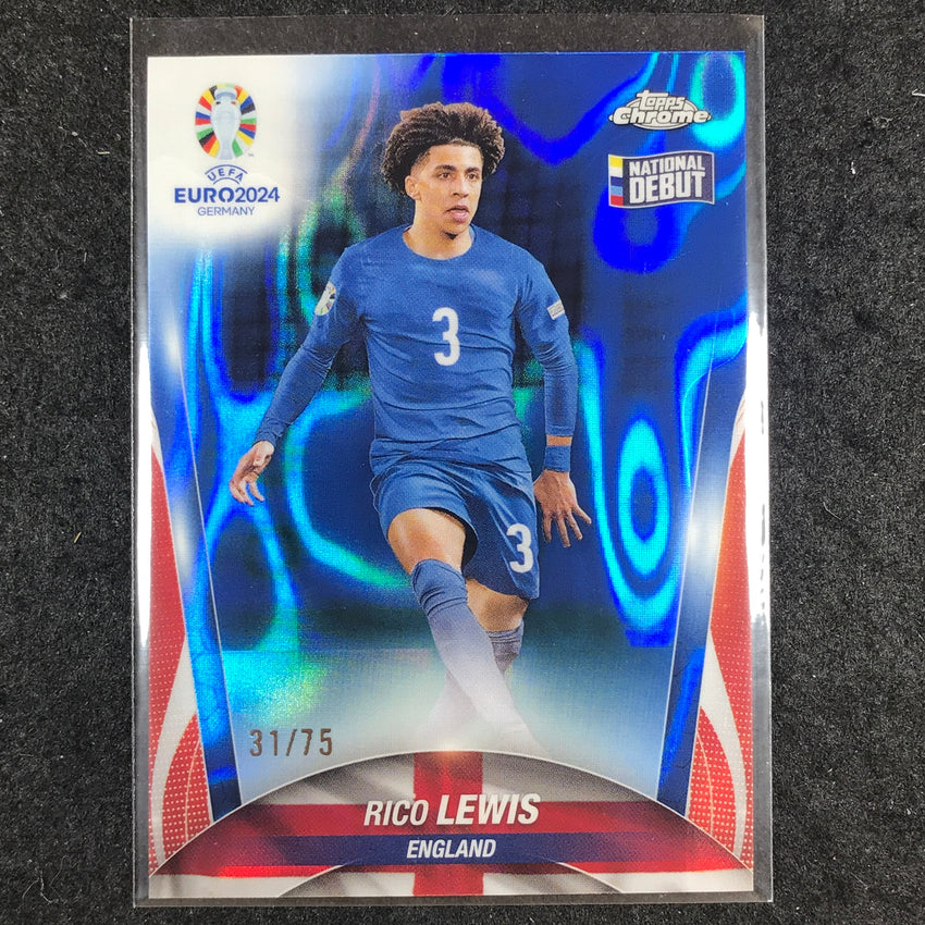 2023-24 Topps Chrome UEFA Euro RICO LEWIS Base Debut Blue Lava 31/75 #71