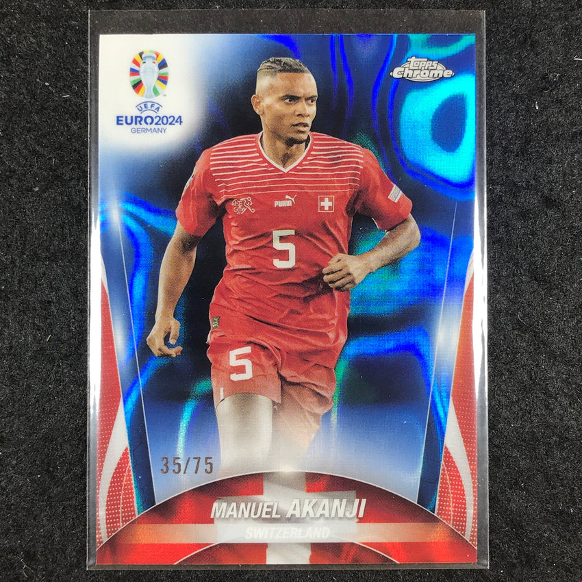 2023-24 Topps Chrome UEFA Euro MANUEL AKANJI Base Blue Lava 35/75 #73