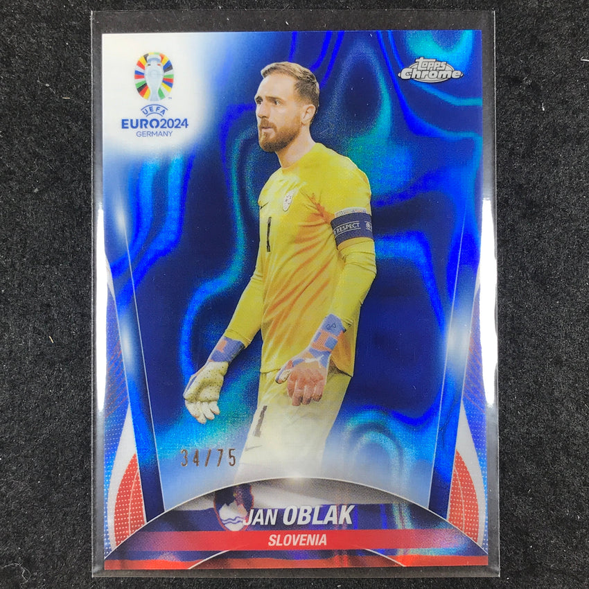 2023-24 Topps Chrome UEFA Euro JAN OBLAK Base Blue Lava 34/75 #114