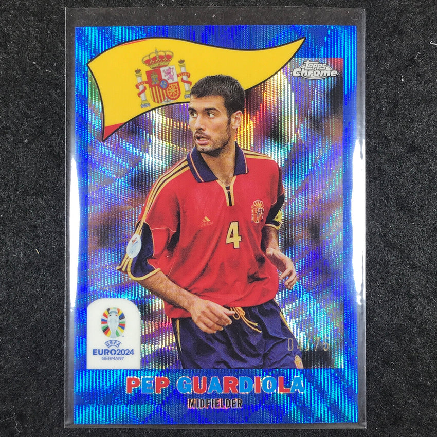 2023-24 Topps Chrome UEFA Euro PEP GUARDIOLA 1960 Topps Blue Wave 4/75 #23