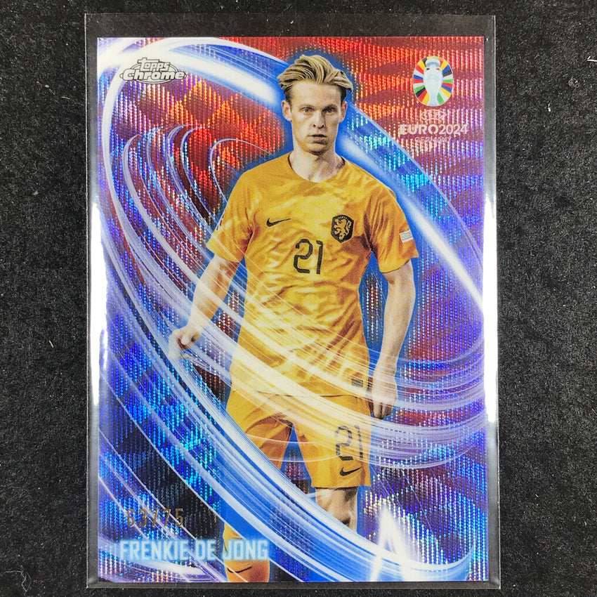 2023-24 Topps Chrome UEFA Euro FRENKIE DE JONG Neon Nations Blue Wave 63/75 #24