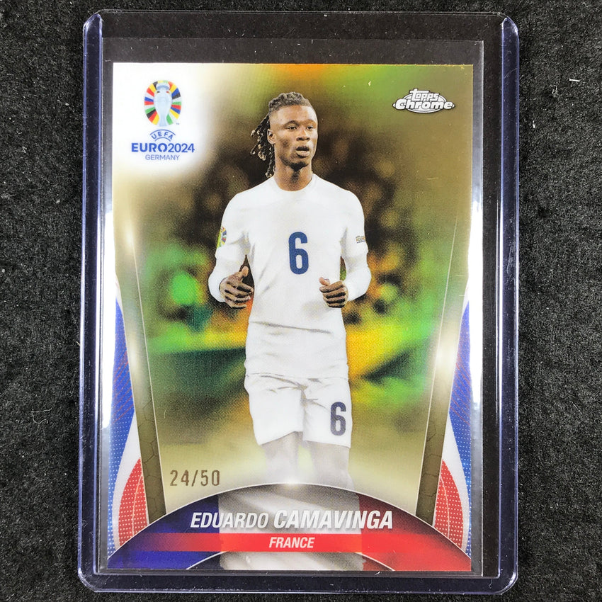 2023-24 Topps Chrome UEFA Euro EDUARDO CAMAVINGA Base Gold 24/50 #95