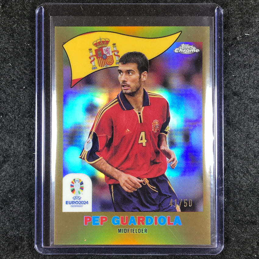 2023-24 Topps Chrome UEFA Euro PEP GUARDIOLA 1960 Topps Chrome Gold 41/50 #23
