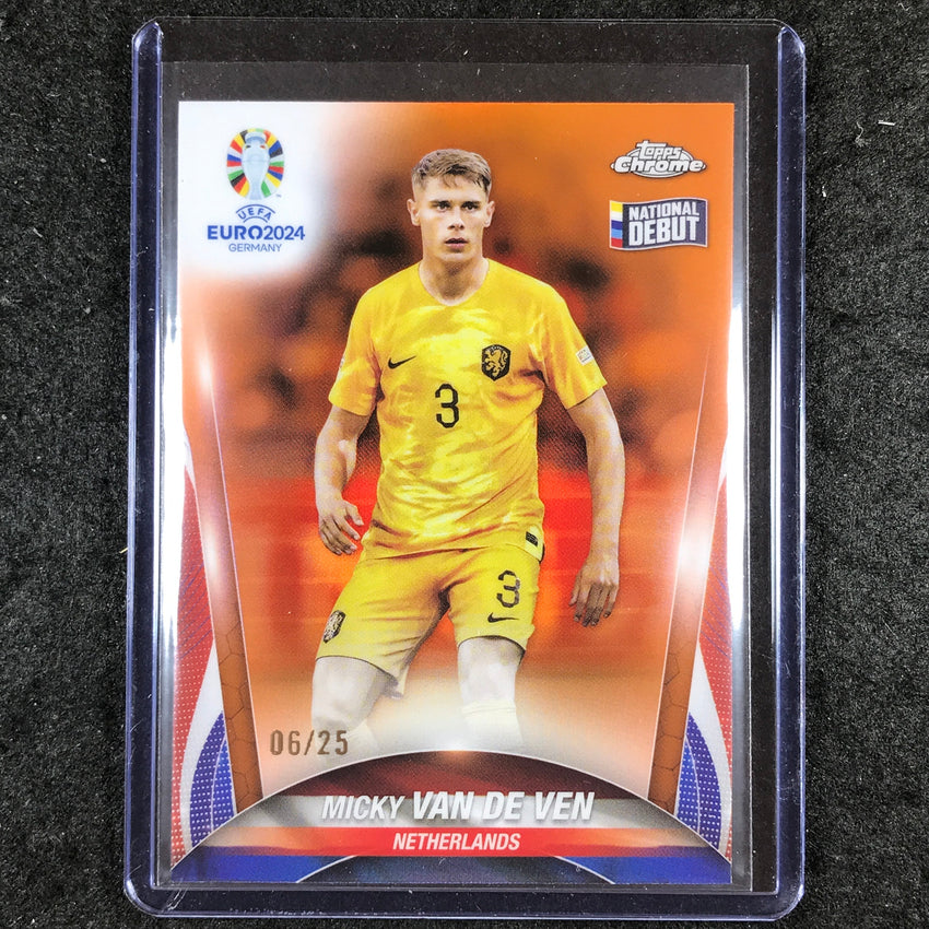 2023-24 Topps Chrome UEFA Euro MICKY VAN DE VEN Base Debut Orange 6/25 #84