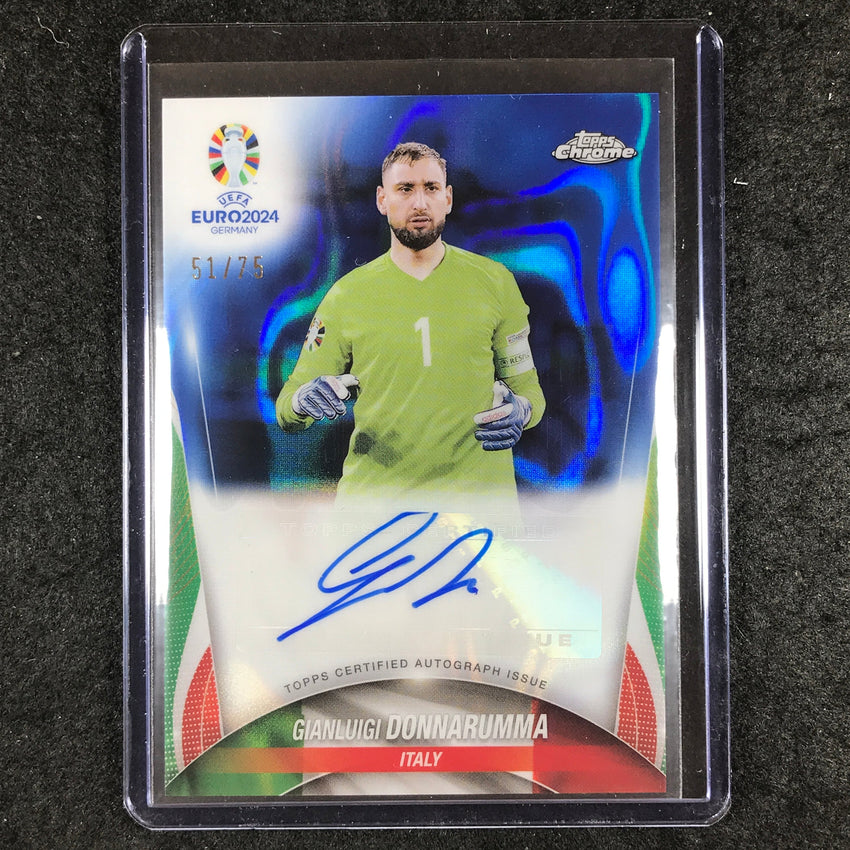 2023-24 Topps Chrome UEFA Euro GIANLUIGI DONNARUMMA Chrome Auto Blue Lava 51/75