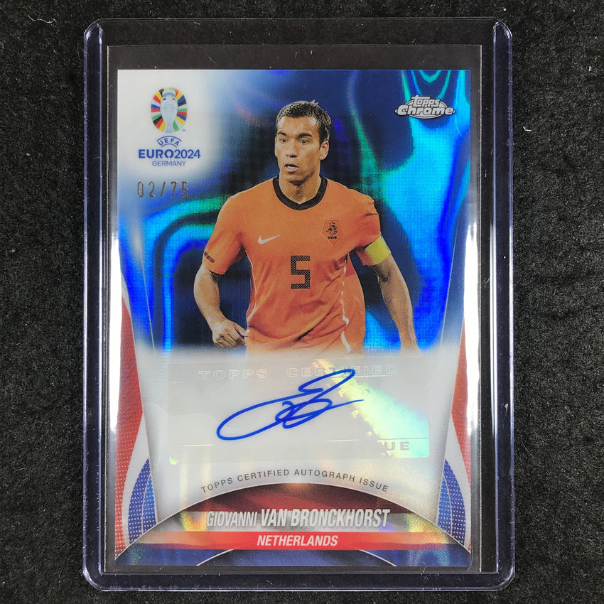 2023-24 Topps Chrome UEFA Euro GIOVANNI VAN BRONCKHORST Auto Blue Lava 2/75