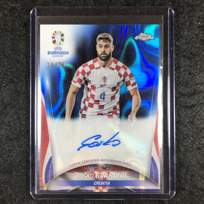 2023-24 Topps Chrome UEFA Euro JOSKO GVARDIOL Chrome Auto Blue Lava 19/75