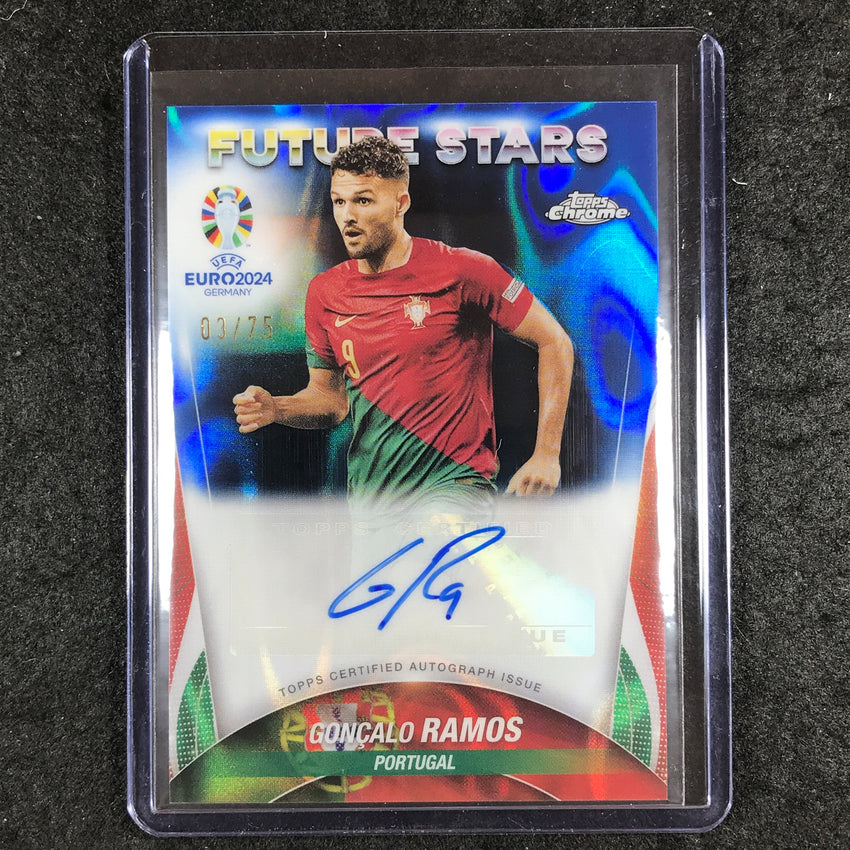 2023-24 Topps Chrome UEFA Euro GONCALO RAMOS Future Stars Auto Blue Lava 3/75