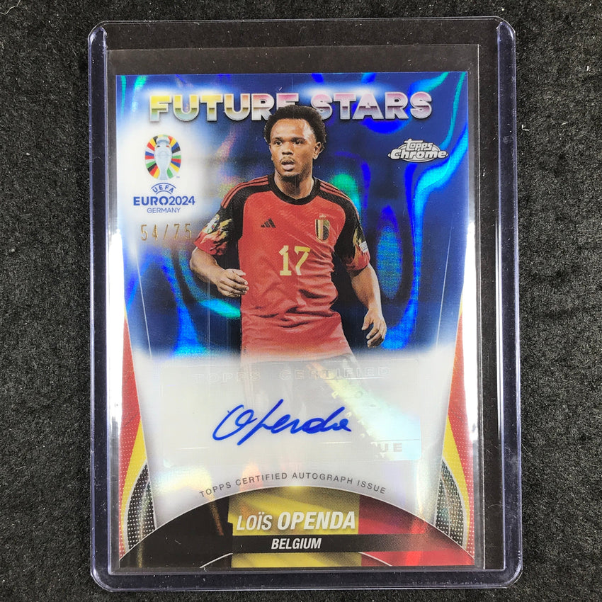 2023-24 Topps Chrome UEFA Euro LOIS OPENDA Future Stars Auto Blue Lava 54/75