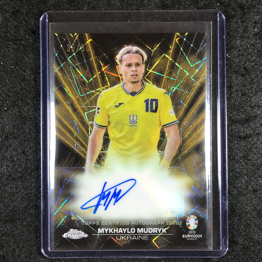 2023-24 Topps Chrome UEFA Euro MYKHAYLO MUDRYK Black Lazer Auto Gold 35/50