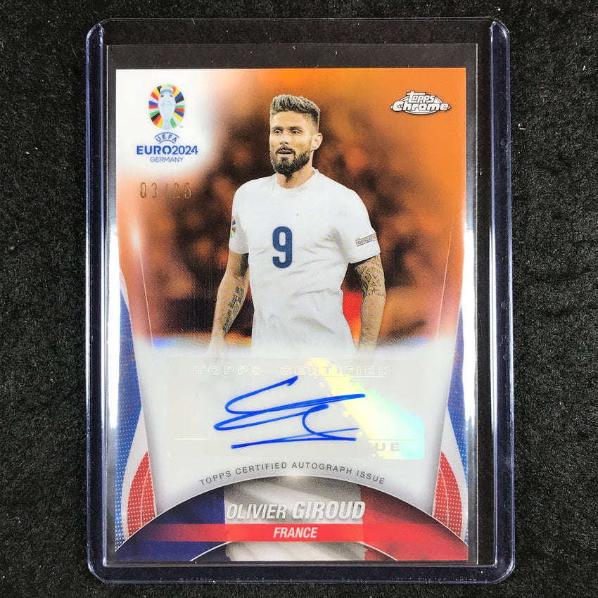 2023-24 Topps Chrome UEFA Euro OLIVIER GIROUD Chrome Auto Orange 3/25