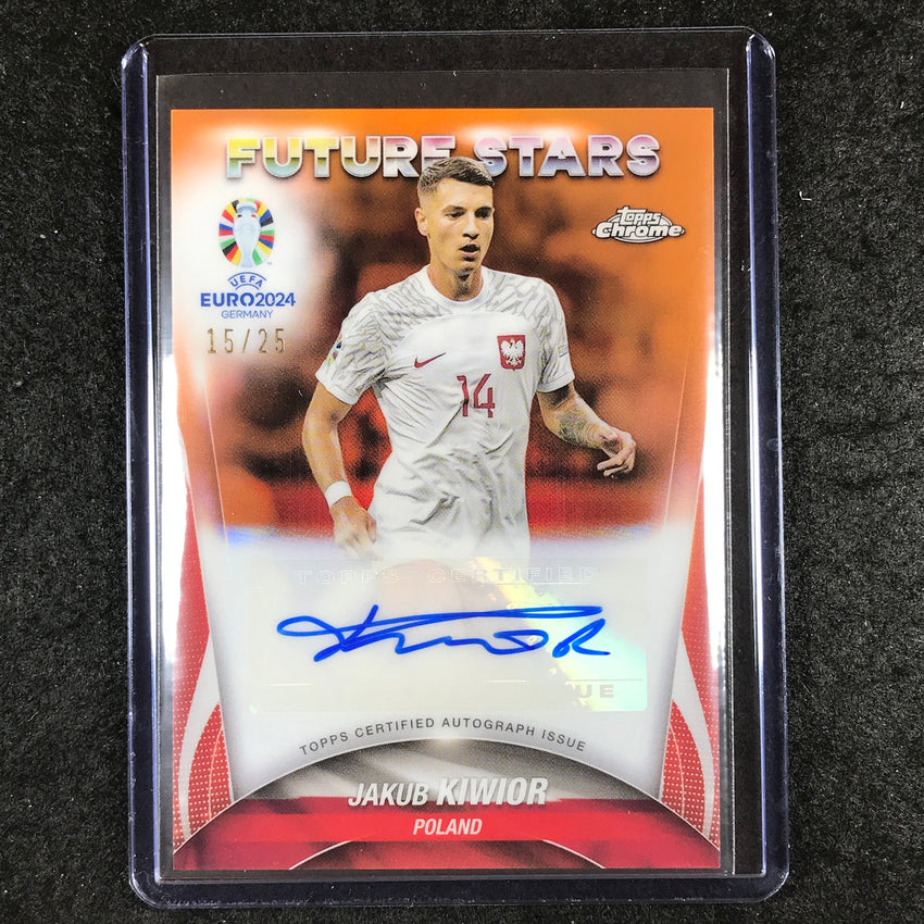 2023-24 Topps Chrome UEFA Euro JAKUB KIWIOR Future Stars Auto Orange 15/25