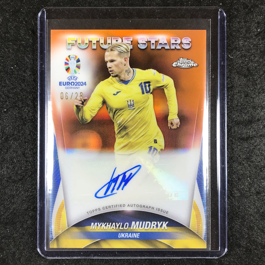 2023-24 Topps Chrome UEFA Euro MYKHAYLO MUDRYK Future Stars Auto Orange 6/25