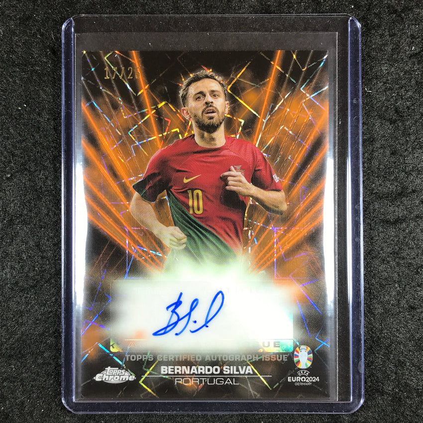 2023-24 Topps Chrome UEFA Euro BERNARDO SILVA Black Lazer Auto Orange 17/25