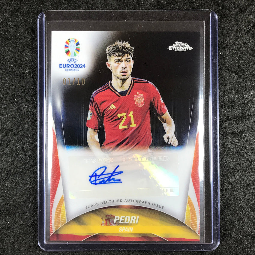 2023-24 Topps Chrome UEFA Euro PEDRI Chrome Auto Black 1/10
