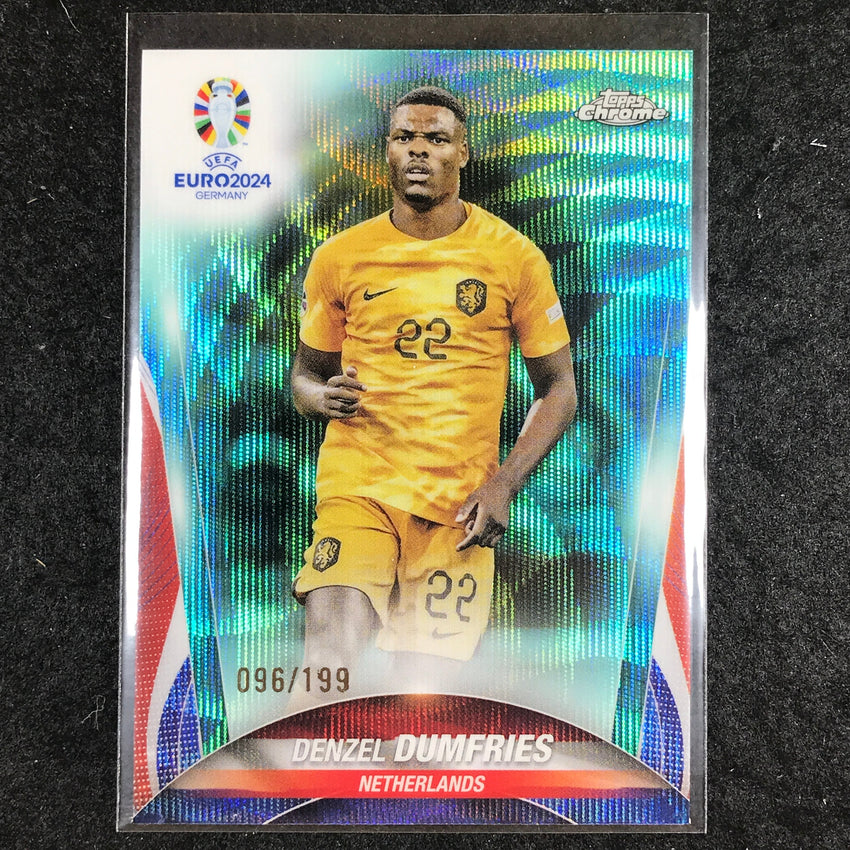 2023-24 Topps Chrome UEFA Euro DENZEL DUMFRIES Base Aqua Wave 96/199 #6