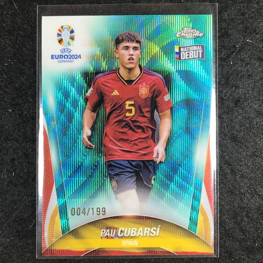2023-24 Topps Chrome UEFA Euro PAU CUBARSI Base Debut Aqua Wave 4/199 #33