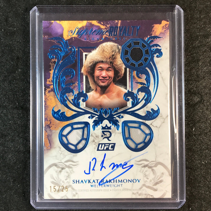 2025 Topps Royalty UFC SHAVKAT RAKHMONOV Supreme Royalty Relic Auto Blue 15/25
