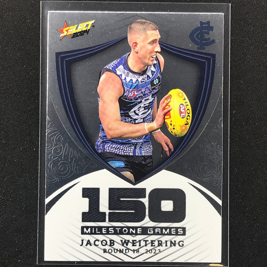 2024 Footy Stars Jacob Weitering Milestone Games Hobby 135/240 No 21