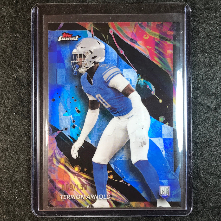 2024 Topps Finest NFL TERRION ARNOLD Rookie Base Blue Refractor 9/150 #152