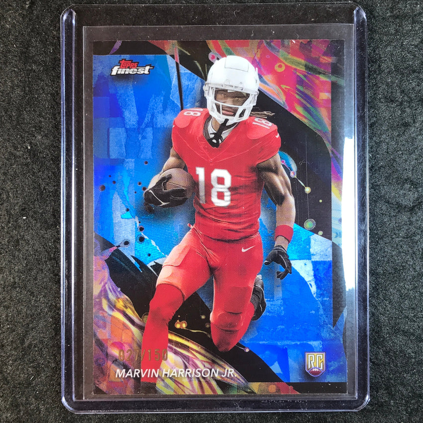 2024 Topps Finest NFL MARVIN HARRISON JR. Rookie Base Blue Refractor 27/150 #189