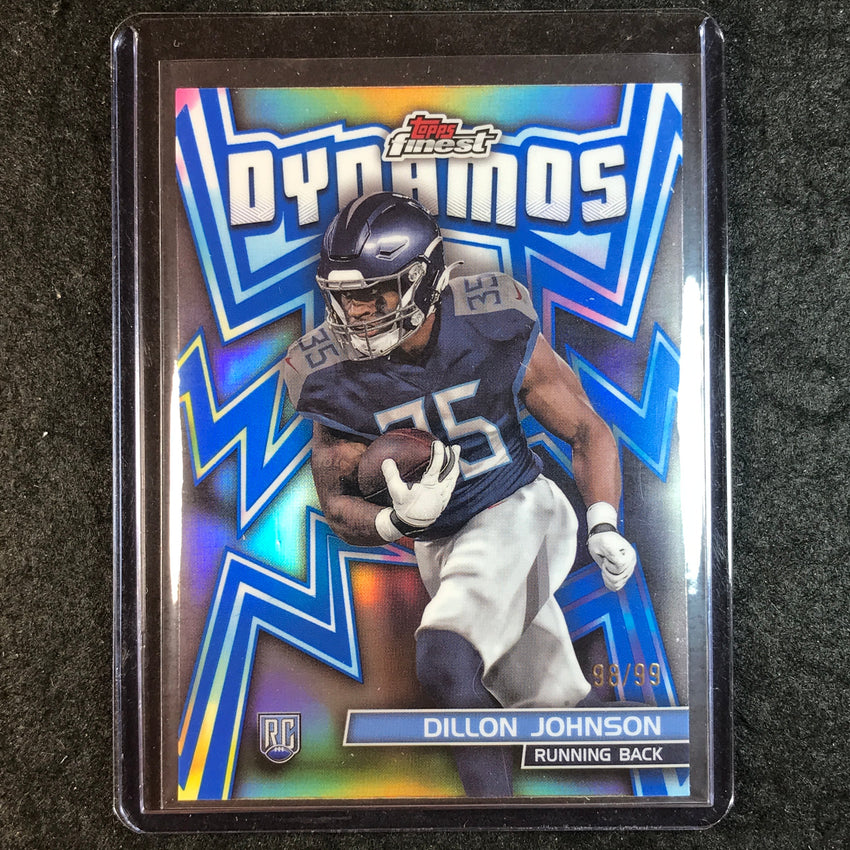 2024 Topps Finest NFL DILLON JOHNSON Dynamos Rookie Blue Refractor 98/99 #3