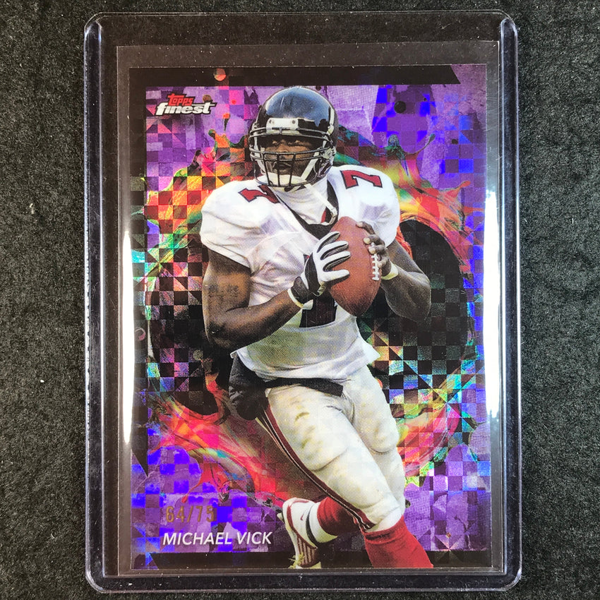 2024 Topps Finest NFL MICHAEL VICK Base Purple Checkerboard Refractor 64/75