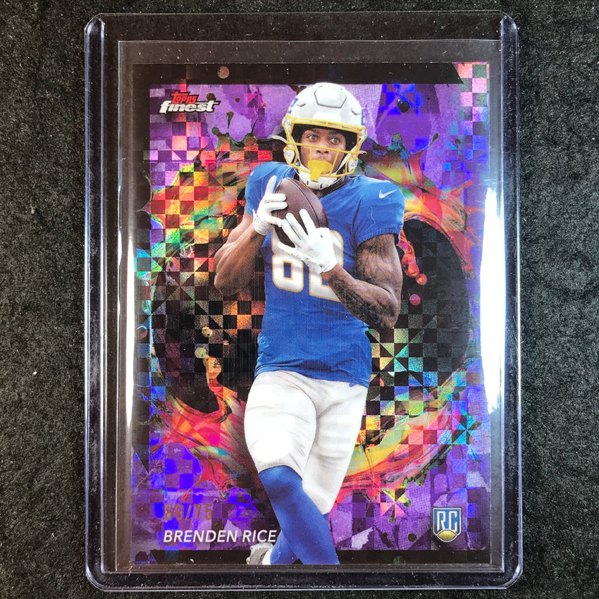 2024 Topps Finest NFL BRENDEN RICE Rookie Purple Checkerboard Refractor 69/75