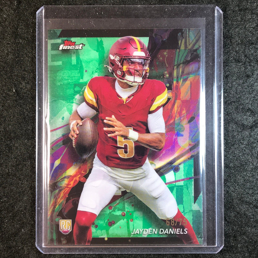 2024 Topps Finest NFL JAYDEN DANIELS Rookie Green Refractor 68/75 #67