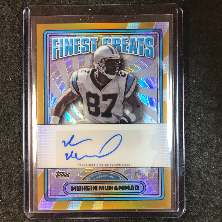 2024 Topps Finest NFL MUHSIN MUHAMMAD Finest Greats Auto Gold Refractor 5/50