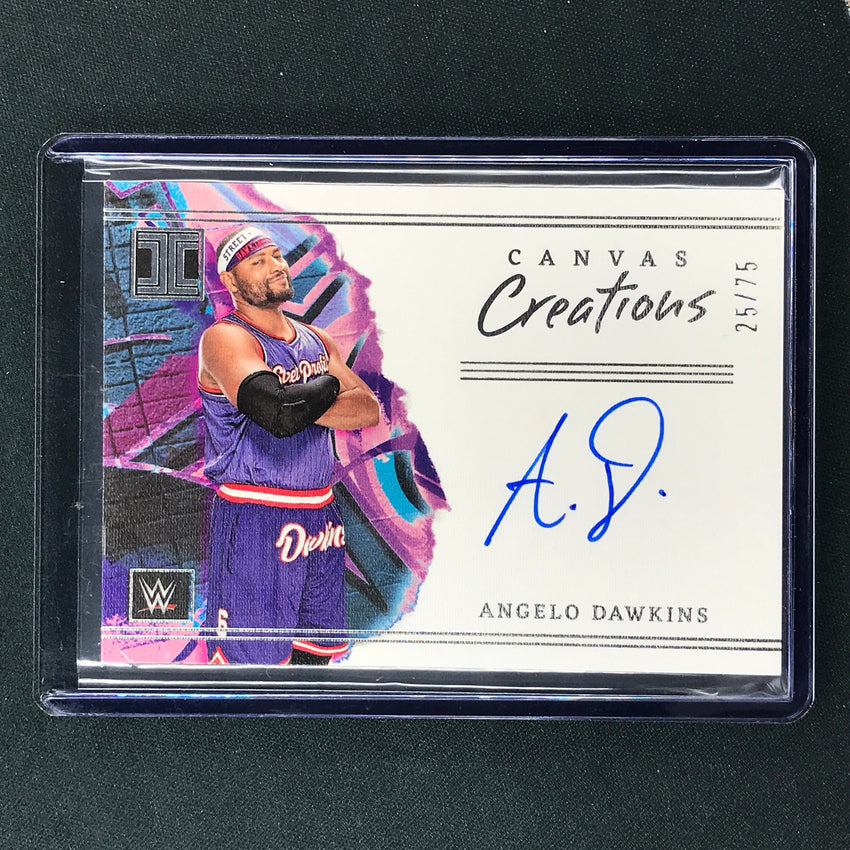 2023 Impeccable WWE Angelo Dawkins Canvas Creations Auto Base 25/75