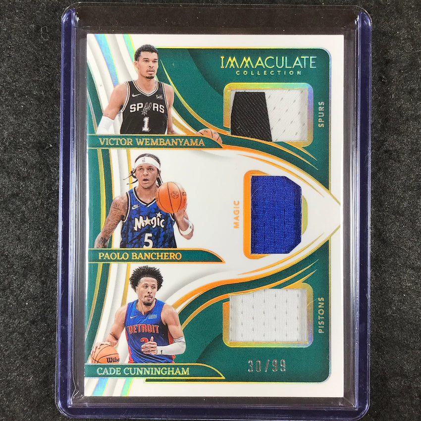 2023-24 Immaculate WEMBANYAMA BANCHERO CUNNINGHAM Triple Jersey Relic 30/99