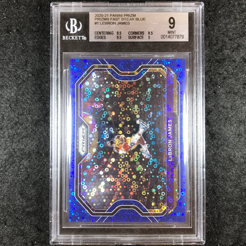 2020-21 Prizm LEBRON JAMES Fast Break Blue 158/175 #1 BGS 9 (879)