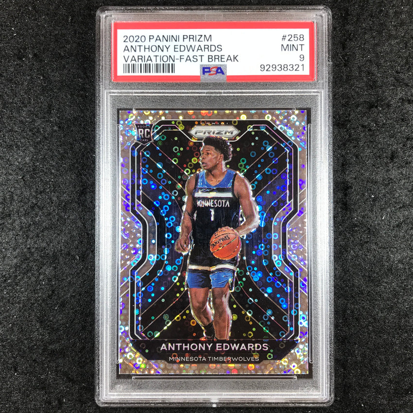 2020 Prizm ANTHONY EDWARDS Rookie Variation Fast Break #258 PSA 9 (321)