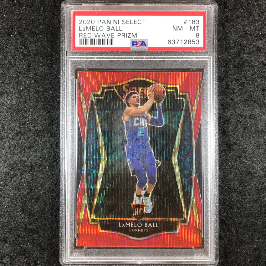 2020 Select LAMELO BALL Rookie Premier Level Red Wave #183 PSA 8 (853)