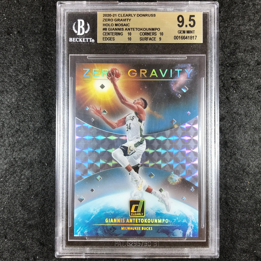 2020-21 Clearly Donruss GIANNIS ANTETOKOUNMPO Zero Gravity Holo #8 BGS 9.5 (817)