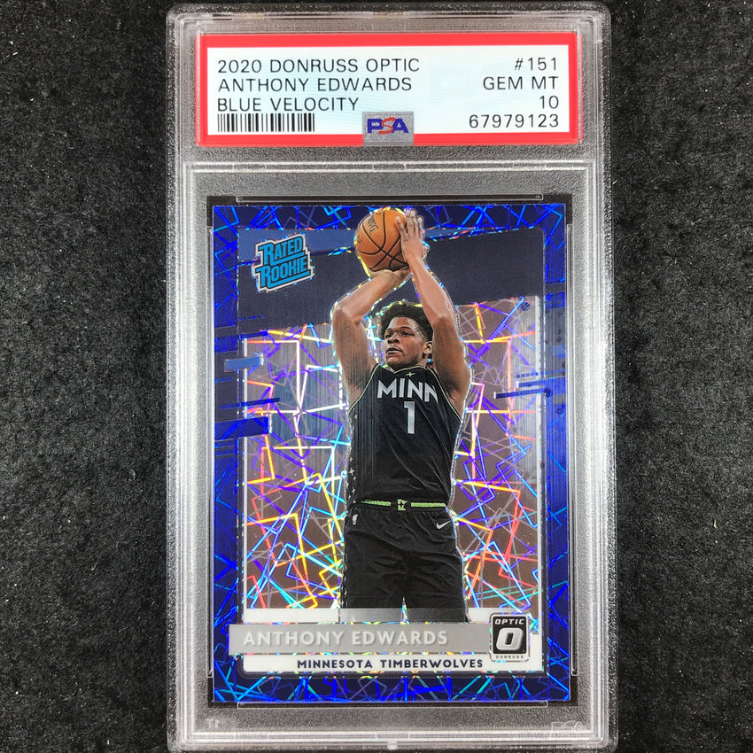 2020 Donruss Optic ANTHONY EDWARDS Rated Rookie Blue Velocity #151 PSA 10 (123)