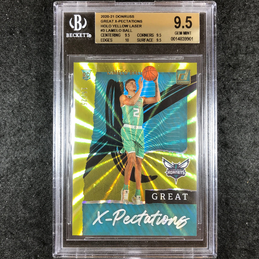 2020-21 Donruss LAMELO BALL Great X-Pectations Rookie Yellow 15/25 BGS 9.5 (901)
