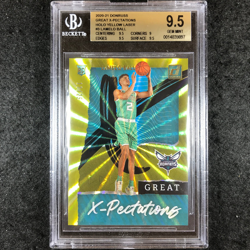 2020-21 Donruss LAMELO BALL Great X-Pectations Rookie Yellow 12/25 BGS 9.5 (897)