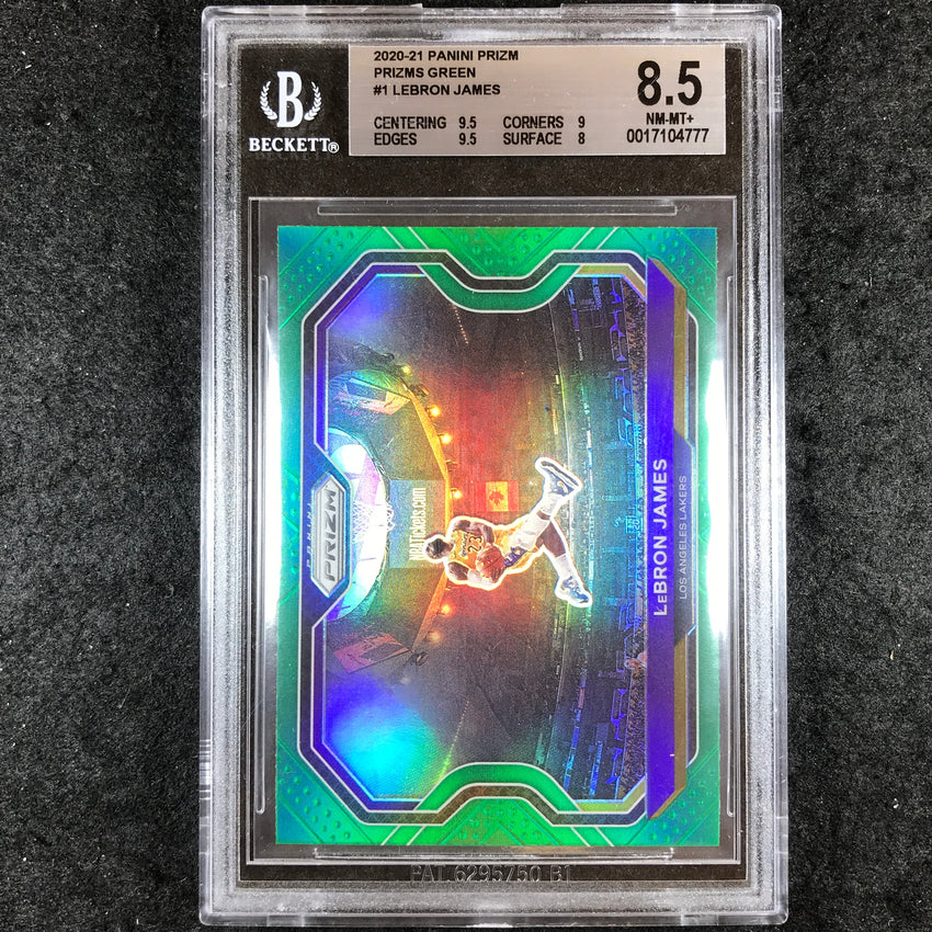 2020-21 Prizm LEBRON JAMES Prizms Green #1 BGS 8.5 (777)
