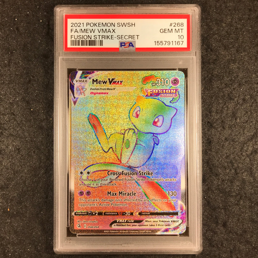 PSA 10 Mew VMAX - 268/264 - Hyper Secret Rare Pokemon Fusion Strike - 167