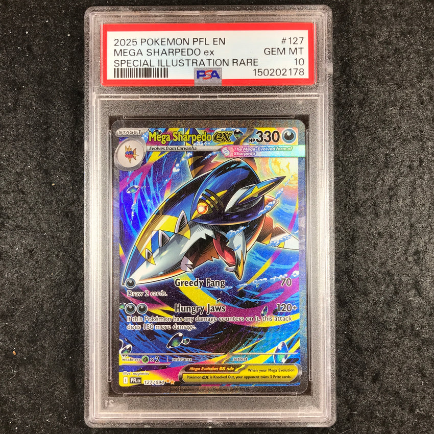 PSA 10 Mega Sharpedo ex - 127/094 - Special Illustration Phantasmal Flames 178