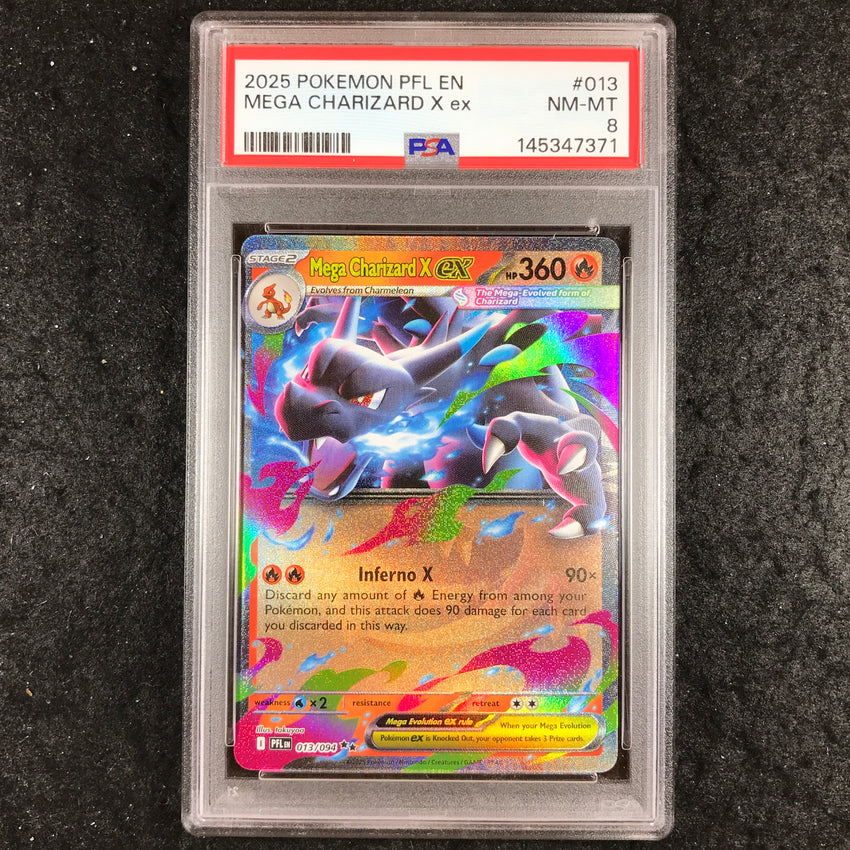 PSA 8 Mega Charizard X ex - 013/094 - Double Rare Pokemon Phantasmal Flames 371