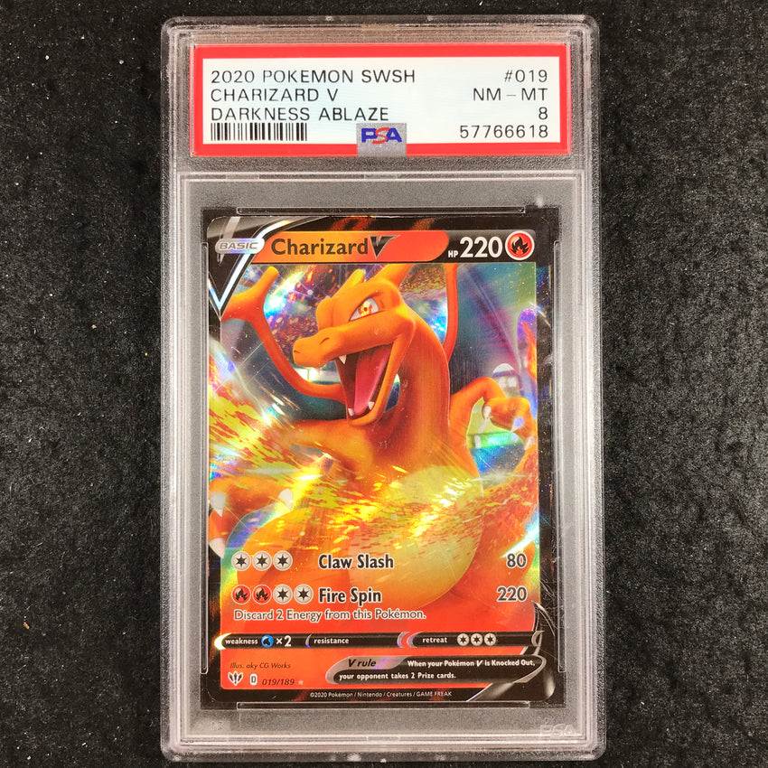 PSA 8 Charizard V - 019/189 - Ultra Rare - Darkness Ablaze - 618