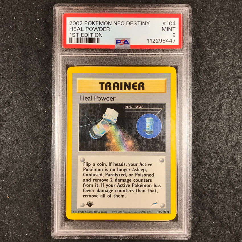 PSA 9 Heal Powder - 104/105 - Holo - 2002 Neo Destiny 1st Edition - 447