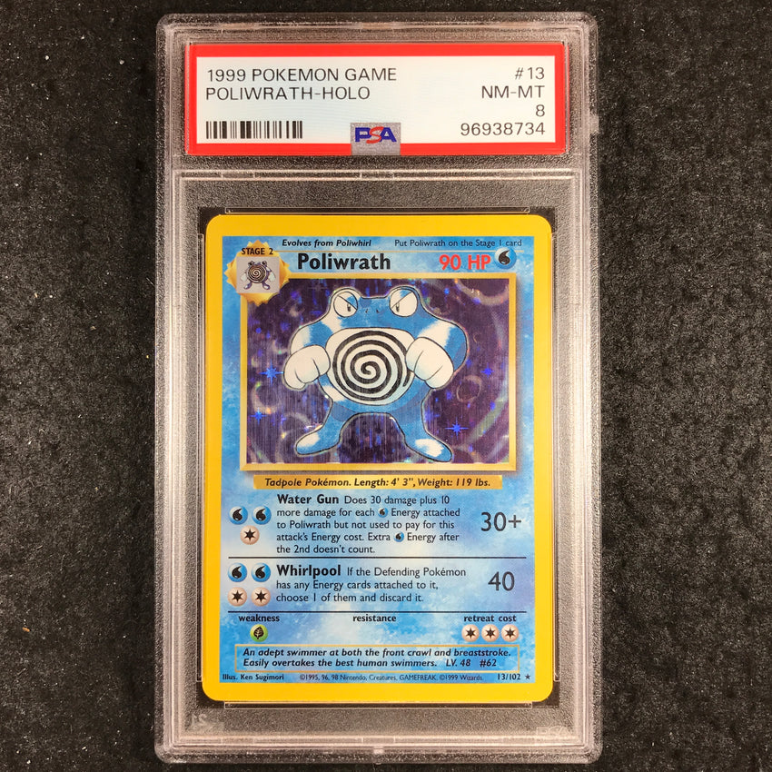 PSA 8 Poliwrath - 13/102 - Holo - 1999 Base Set Unlimited - 734