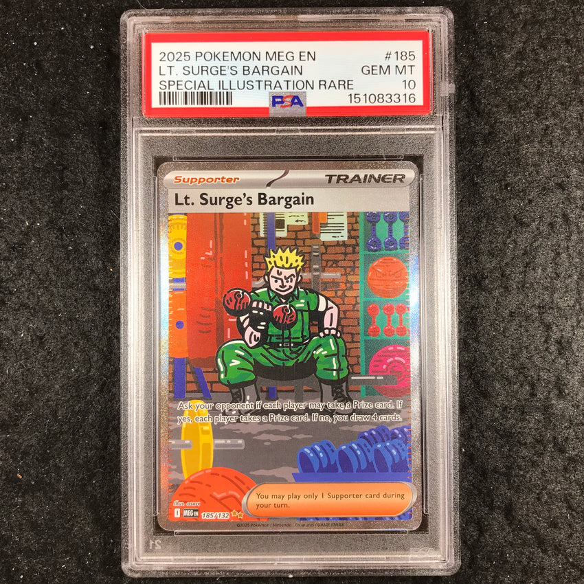 PSA 10 Lt. Surge's Bargain - 185/132 - Special Illustration Mega Evolution 316