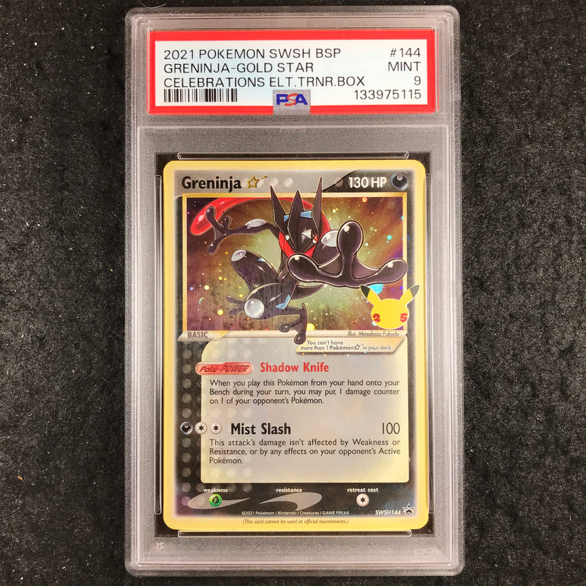 PSA 9 Greninja Gold Star - SWSH144 - Crown Zenith ETB Black Star Promo 115