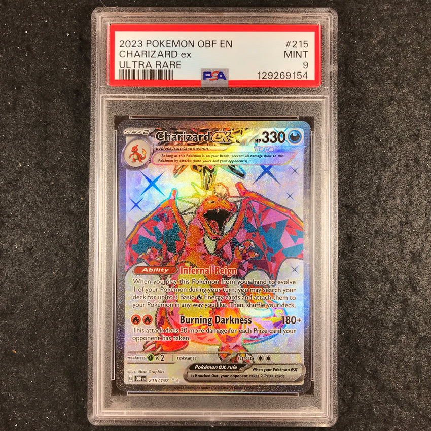 PSA 9 Charizard ex - 215/197 - Ultra Rare - Obsidian Flames - 154
