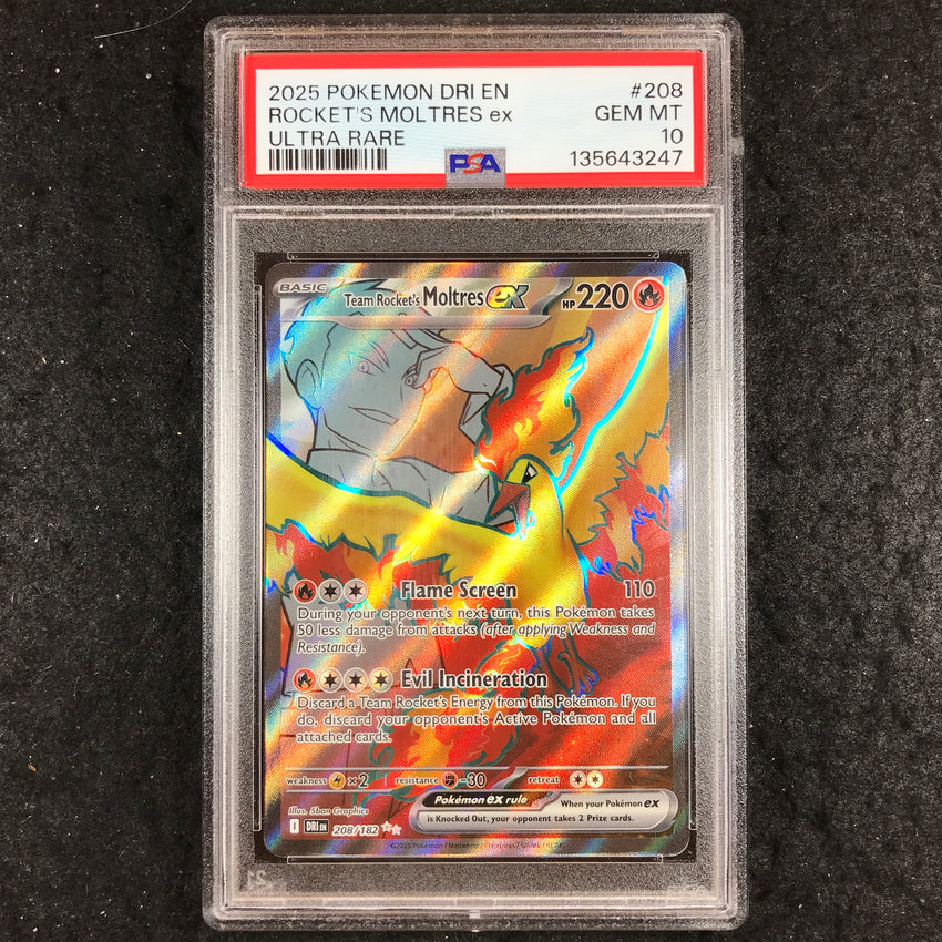PSA 10 Team Rocket's Moltres ex - 208/182 - Ultra Rare - Destined Rivals - 247